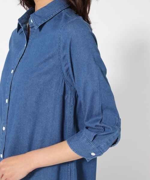 GLOBAL WORK（グローバルワーク）の「シャツミディーワンピース/708340（ワンピース・レディース・ネイビー/ブルー・MEDIUM/LARGE）」の6枚目の写真