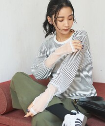 【リニューアルして新登場◎】袖チュール切替ロングスリーブTシャツ