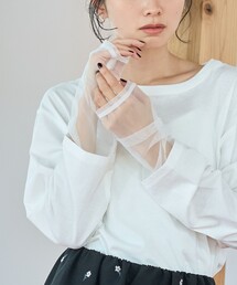 【リニューアルして新登場◎】袖チュール切替ロングスリーブTシャツ