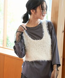 【リニューアルして新登場◎】袖チュール切替ロングスリーブTシャツ
