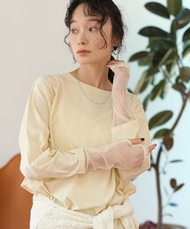 【リニューアルして新登場◎】袖チュール切替ロングスリーブTシャツ