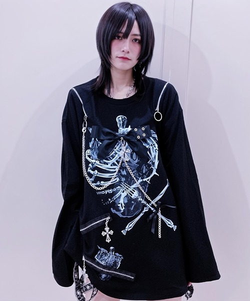 NOVESSEL(ノベセル)の「『AOSPACE/アオスペース』ショルダーZIPロングスリーブTシャツ(Tシャツ/カットソー・レディース・ブラック×ブルー/ブラック×グレー・FREE)」の6枚目の写真
