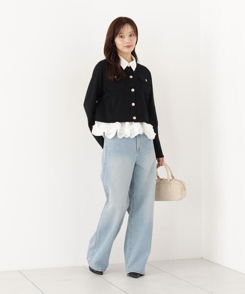 PROPORTION BODY DRESSING(プロポーションボディドレッシング)の「シルク混カーディガン / 1216274900(カーディガン/ボレロ・レディース・ライトグリーン/ブラック/ホワイト系その他・FREE)」の5枚目の写真