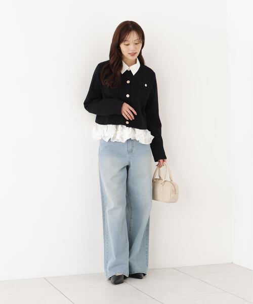 PROPORTION BODY DRESSING(プロポーションボディドレッシング)の「シルク混カーディガン / 1216274900(カーディガン/ボレロ・レディース・ライトグリーン/ブラック/ホワイト系その他・FREE)」の7枚目の写真