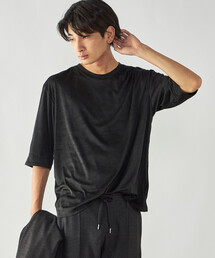 COMME CA ISM（コムサイズム）の「スエードタッチジャージ 五分袖Tシャツ（Tシャツ/カットソー）」
