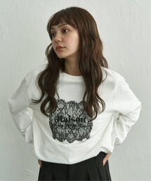 レースロゴ刺繍ロンT
