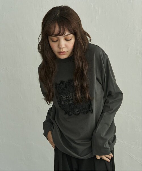 notch.(ノッチ)の「レースロゴ刺繍ロンT(Tシャツ/カットソー・レディース・ホワイト/チャコール・M)」の2枚目の写真