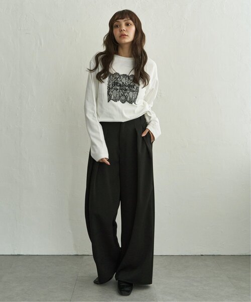 notch.(ノッチ)の「レースロゴ刺繍ロンT(Tシャツ/カットソー・レディース・ホワイト/チャコール・M)」の6枚目の写真