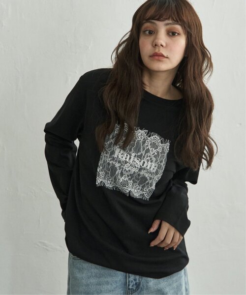 notch.(ノッチ)の「レースロゴ刺繍ロンT(Tシャツ/カットソー・レディース・ホワイト/チャコール・M)」の8枚目の写真