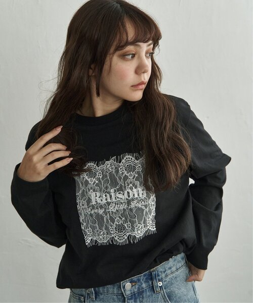 notch.(ノッチ)の「レースロゴ刺繍ロンT(Tシャツ/カットソー・レディース・ホワイト/チャコール・M)」の9枚目の写真