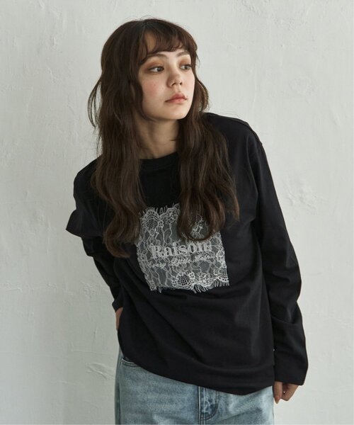 notch.(ノッチ)の「レースロゴ刺繍ロンT(Tシャツ/カットソー・レディース・ホワイト/チャコール・M)」の12枚目の写真