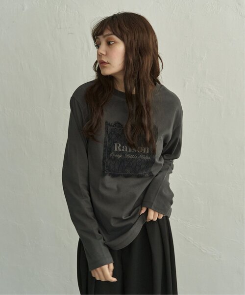 notch.(ノッチ)の「レースロゴ刺繍ロンT(Tシャツ/カットソー・レディース・ホワイト/チャコール・M)」の15枚目の写真