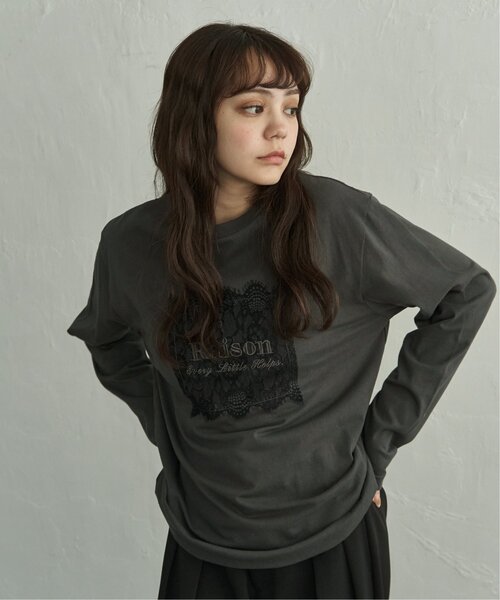 notch.(ノッチ)の「レースロゴ刺繍ロンT(Tシャツ/カットソー・レディース・ホワイト/チャコール・M)」の16枚目の写真