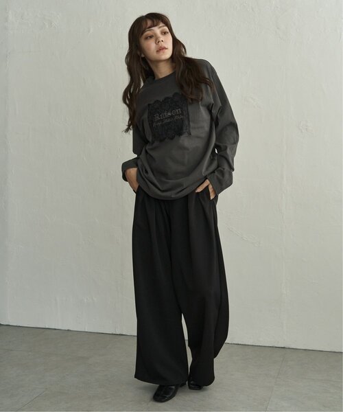 notch.(ノッチ)の「レースロゴ刺繍ロンT(Tシャツ/カットソー・レディース・ホワイト/チャコール・M)」の18枚目の写真
