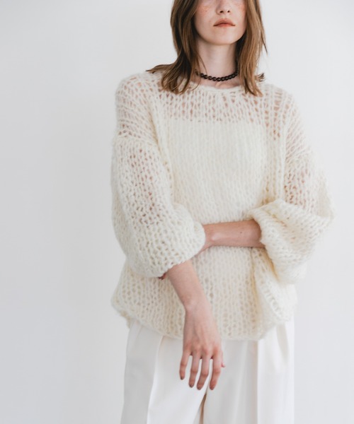 URBAN RESEARCH(アーバンリサーチ)の「モヘヤルーズハンドニット(ニット/セーター・レディース・ブラウン/オフホワイト/ライトブルー・FREE)」の19枚目の写真