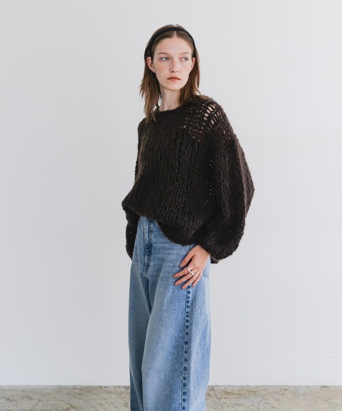 URBAN RESEARCH(アーバンリサーチ)の「モヘヤルーズハンドニット(ニット/セーター・レディース・ブラウン/オフホワイト/ライトブルー・FREE)」の14枚目の写真