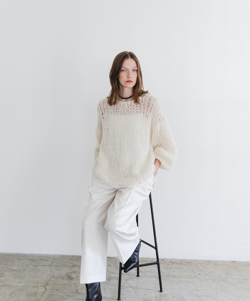 URBAN RESEARCH(アーバンリサーチ)の「モヘヤルーズハンドニット(ニット/セーター・レディース・ブラウン/オフホワイト/ライトブルー・FREE)」の18枚目の写真