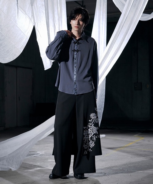 Ellno Loset(エルノロゼット)の「チャイナジャガードシャツ(シャツ/ブラウス・メンズ・ブラック/ブルーグリーン/オフホワイト/ブルーグレー・MEDIUM/SMALL/LARGE)」の14枚目の写真