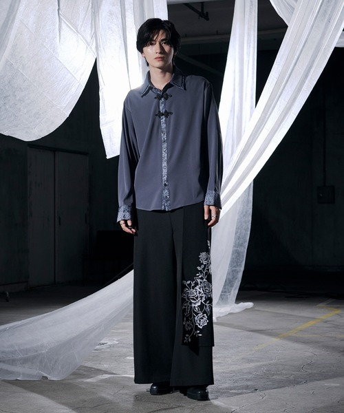 Ellno Loset(エルノロゼット)の「チャイナジャガードシャツ(シャツ/ブラウス・メンズ・ブラック/ブルーグリーン/オフホワイト/ブルーグレー・MEDIUM/SMALL/LARGE)」の15枚目の写真