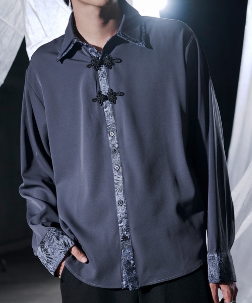 Ellno Loset(エルノロゼット)の「チャイナジャガードシャツ(シャツ/ブラウス・メンズ・ブラック/ブルーグリーン/オフホワイト/ブルーグレー・MEDIUM/SMALL/LARGE)」の11枚目の写真
