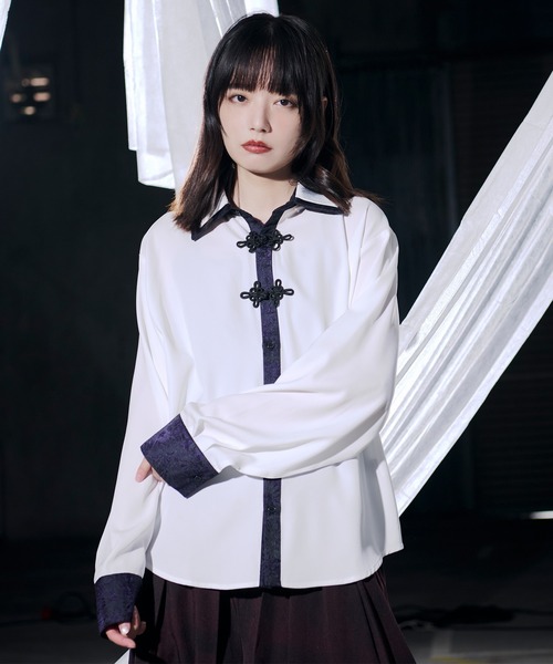 Ellno Loset(エルノロゼット)の「チャイナジャガードシャツ(シャツ/ブラウス・メンズ・ブラック/ブルーグリーン/オフホワイト/ブルーグレー・MEDIUM/SMALL/LARGE)」の7枚目の写真