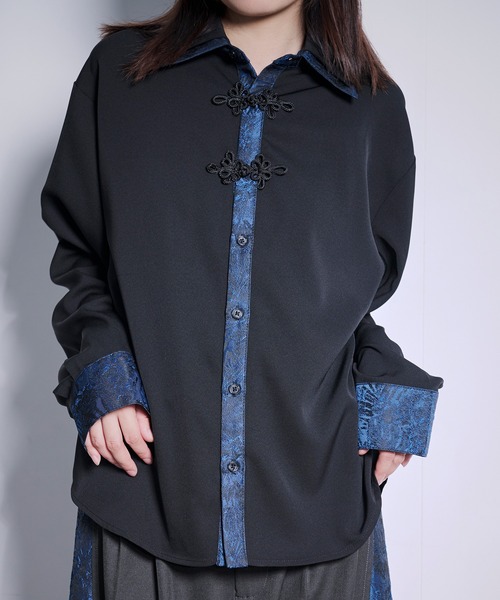 Ellno Loset(エルノロゼット)の「チャイナジャガードシャツ(シャツ/ブラウス・メンズ・ブラック/ブルーグリーン/オフホワイト/ブルーグレー・MEDIUM/SMALL/LARGE)」の21枚目の写真