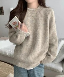 ふんわり大人可愛い。 プルオーバー 杢調ふんわりニットトップス 【オフィスカジュアル】【きれいめカジュアル】 レディース韓国風 春服 秋服 冬服