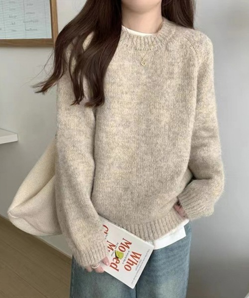 SEU（エスイーユー）の「ふんわり大人可愛い。 プルオーバー 杢調ふんわりニットトップス 【オフィスカジュアル】【きれいめカジュアル】 レディース韓国風 春服 秋服 冬服（ニット/セーター・レディース・ブラウン/アイボリー/チャコール/ベージュ・フリー）」の13枚目の写真