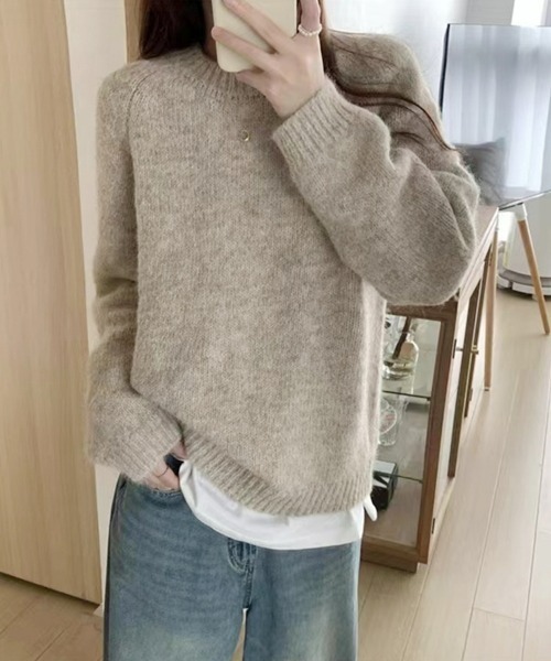 SEU（エスイーユー）の「ふんわり大人可愛い。 プルオーバー 杢調ふんわりニットトップス 【オフィスカジュアル】【きれいめカジュアル】 レディース韓国風 春服 秋服 冬服（ニット/セーター・レディース・ブラウン/アイボリー/チャコール/ベージュ・フリー）」の14枚目の写真