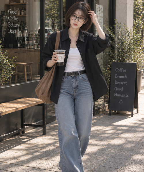 BBAEBBAE(ペッペ)の「襟付きエッセンシャルデイリー ルーズフィットシャツ 4カラー(シャツ/ブラウス・レディース・ブルー/ピンク/ホワイト/ブラック・FREE)」の7枚目の写真