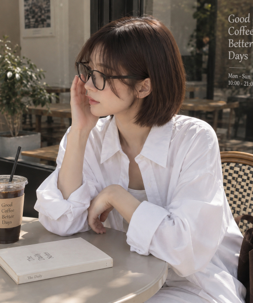 BBAEBBAE(ペッペ)の「襟付きエッセンシャルデイリー ルーズフィットシャツ 4カラー(シャツ/ブラウス・レディース・ブルー/ピンク/ホワイト/ブラック・FREE)」の8枚目の写真