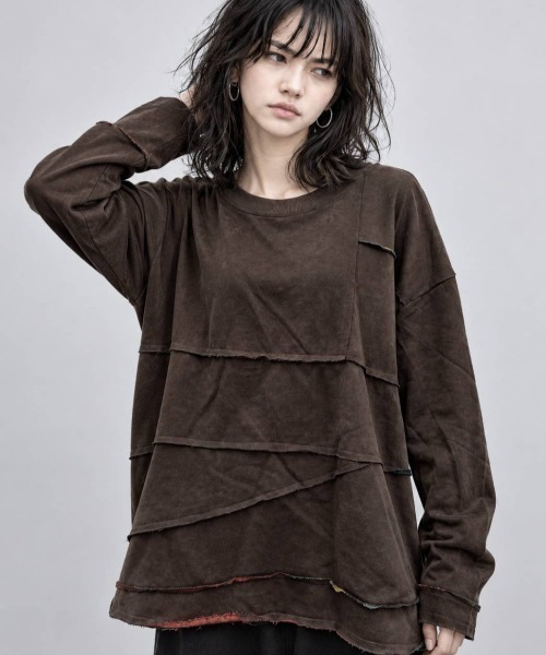 KAMINARI_TOKIO（カミナリトキオ）の「ムラ染裏毛切替プルオーバー（Tシャツ/カットソー・レディース・ブラウン/ブラック・FREE）」の18枚目の写真