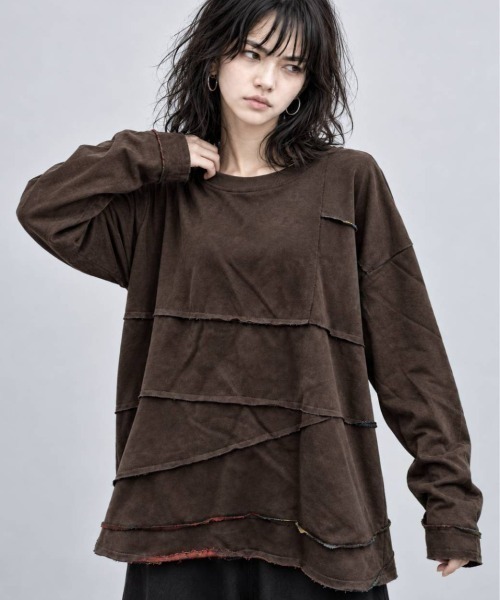 KAMINARI_TOKIO（カミナリトキオ）の「ムラ染裏毛切替プルオーバー（Tシャツ/カットソー・レディース・ブラウン/ブラック・FREE）」の20枚目の写真