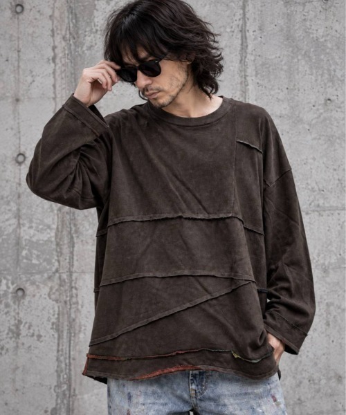KAMINARI_TOKIO（カミナリトキオ）の「ムラ染裏毛切替プルオーバー（Tシャツ/カットソー・レディース・ブラウン/ブラック・FREE）」の9枚目の写真