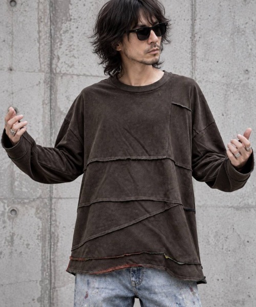 KAMINARI_TOKIO（カミナリトキオ）の「ムラ染裏毛切替プルオーバー（Tシャツ/カットソー・レディース・ブラウン/ブラック・FREE）」の11枚目の写真