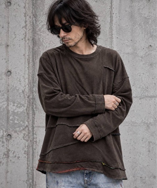 KAMINARI_TOKIO（カミナリトキオ）の「ムラ染裏毛切替プルオーバー（Tシャツ/カットソー・レディース・ブラウン/ブラック・FREE）」の12枚目の写真