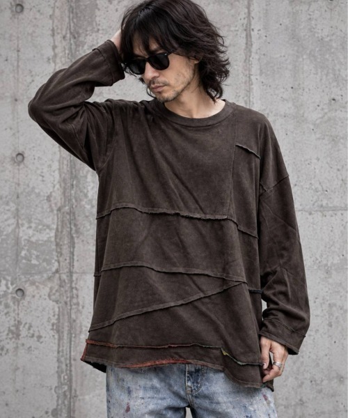 KAMINARI_TOKIO（カミナリトキオ）の「ムラ染裏毛切替プルオーバー（Tシャツ/カットソー・レディース・ブラウン/ブラック・FREE）」の10枚目の写真
