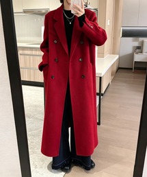 ロングチェスターコート アンゴラ ウール混 赤（チェスターコート