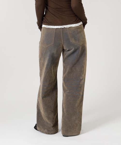 forget-me-nots(フォーゲットミーノッツ)の「FLOCKED DENIM PANTS FMN-26AW-PT002(その他パンツ・レディース・カーキ/バーガンディー・SMALL/MEDIUM)」の4枚目の写真