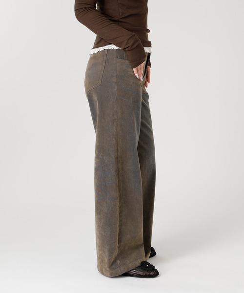 forget-me-nots(フォーゲットミーノッツ)の「FLOCKED DENIM PANTS FMN-26AW-PT002(その他パンツ・レディース・カーキ/バーガンディー・SMALL/MEDIUM)」の5枚目の写真