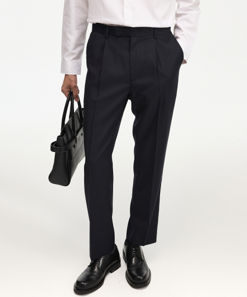 TNGT(ティーエヌジーティー)の「Wool Blend Comfort Tapered-Fit Pants (Dark Navy) TNPA6F100N2(スラックス・メンズ・その他・34L/36L/36S/30L/30S/32S/34S/32L/38L/29S)」の1枚目の写真