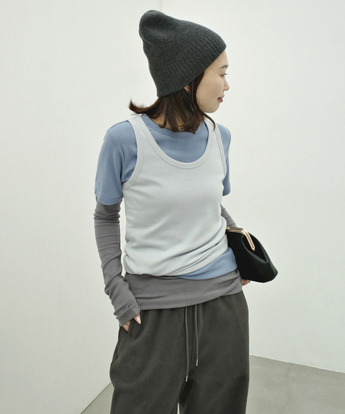 ONIT（オニット）の「Plus by ONIT/オニット SLOBE別注 3セットカットソー 26AW-SL05 【洗濯機使用可能】（Tシャツ/カットソー・レディース・サックスブルー/レッド・FREE）」の4枚目の写真