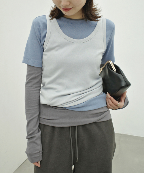 ONIT（オニット）の「Plus by ONIT/オニット SLOBE別注 3セットカットソー 26AW-SL05 【洗濯機使用可能】（Tシャツ/カットソー・レディース・サックスブルー/レッド・FREE）」の5枚目の写真