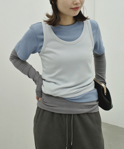 ONIT（オニット）の「Plus by ONIT/オニット SLOBE別注 3セットカットソー 26AW-SL05 【洗濯機使用可能】（Tシャツ/カットソー・レディース・サックスブルー/レッド・FREE）」の6枚目の写真