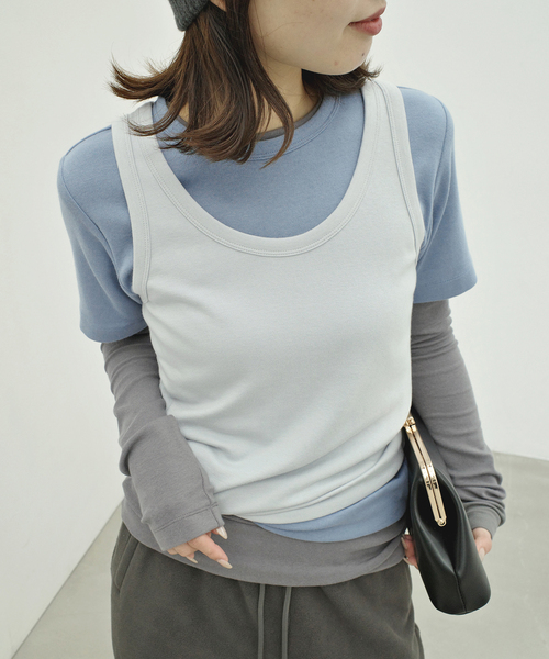ONIT（オニット）の「Plus by ONIT/オニット SLOBE別注 3セットカットソー 26AW-SL05 【洗濯機使用可能】（Tシャツ/カットソー・レディース・サックスブルー/レッド・FREE）」の7枚目の写真