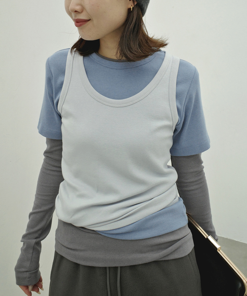 ONIT（オニット）の「Plus by ONIT/オニット SLOBE別注 3セットカットソー 26AW-SL05 【洗濯機使用可能】（Tシャツ/カットソー・レディース・サックスブルー/レッド・FREE）」の8枚目の写真