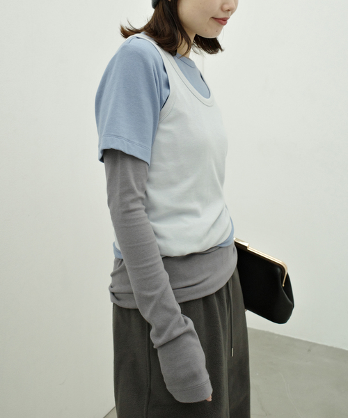 ONIT（オニット）の「Plus by ONIT/オニット SLOBE別注 3セットカットソー 26AW-SL05 【洗濯機使用可能】（Tシャツ/カットソー・レディース・サックスブルー/レッド・FREE）」の9枚目の写真