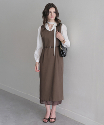 Wool V-neck One-piece (brown)
