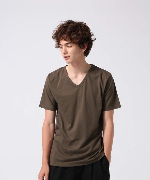 HARE（ハレ）の「【吸水速乾&抗菌防臭】ベーシックVネックカットソー(HARE)（Tシャツ/カットソー・メンズ・ブラウン/ボルドー/オフホワイト/ブラック・MEDIUM/SMALL/LARGE）」の3枚目の写真