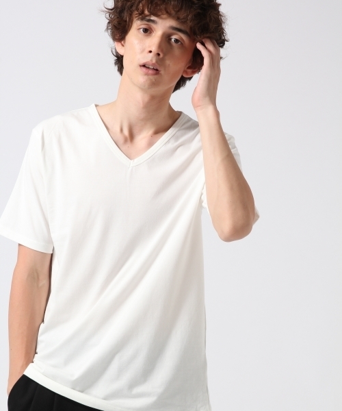 HARE（ハレ）の「【吸水速乾&抗菌防臭】ベーシックVネックカットソー(HARE)（Tシャツ/カットソー・メンズ・ブラウン/ボルドー/オフホワイト/ブラック・MEDIUM/SMALL/LARGE）」の2枚目の写真